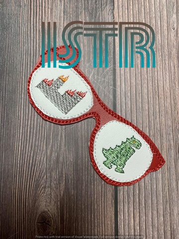 Godzilla Sunglasses Bookmark Embroidery Design