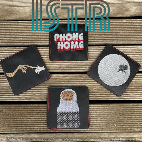 Alien Friend Coaster Set Embroidery Designs