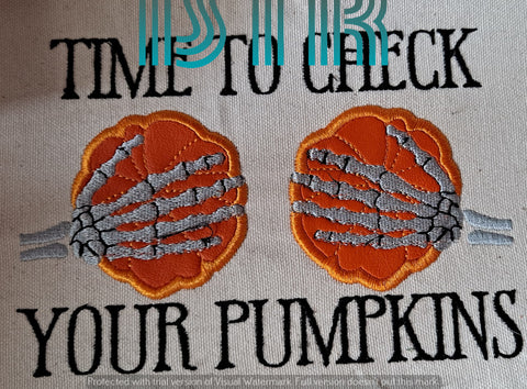 Check Your Pumpkins Embroidery Design