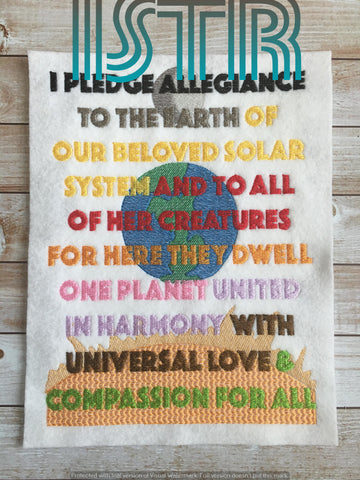Earth Pledge Embroidery Design