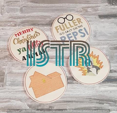 Lonely Home Coaster Set Embroidery Designs