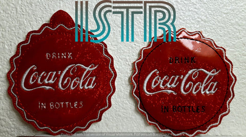 Red C Bottle Cap Ornament Embroidery Designs