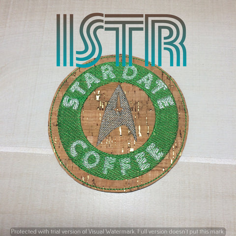 Star Date Coffee Coaster Embroidery Design